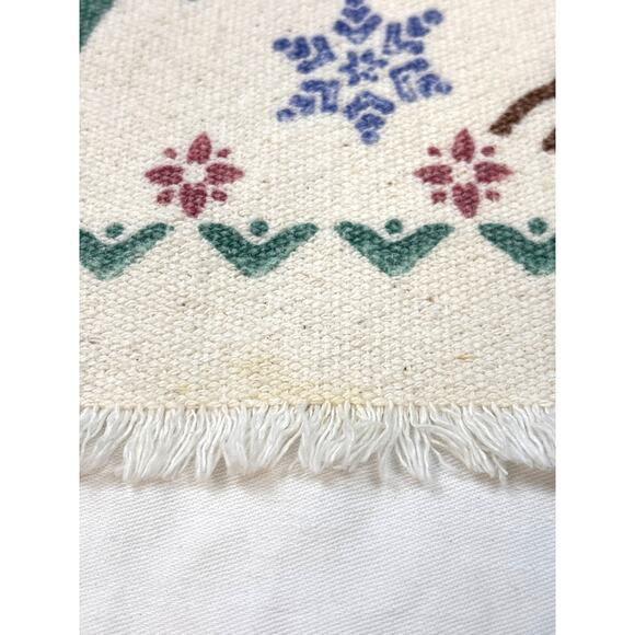 Pfaltzgraff Reindeer Snowflake Stencil Print Fringed Holiday Table Runner 1990s - Picture 6 of 8